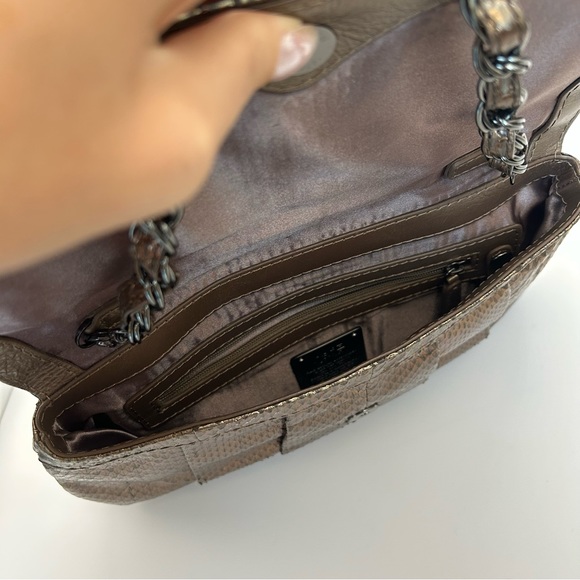 RAFE New York Shoulder Bag Chain Genuine Python Snake Skin Metallic Bronze - Picture 12 of 16